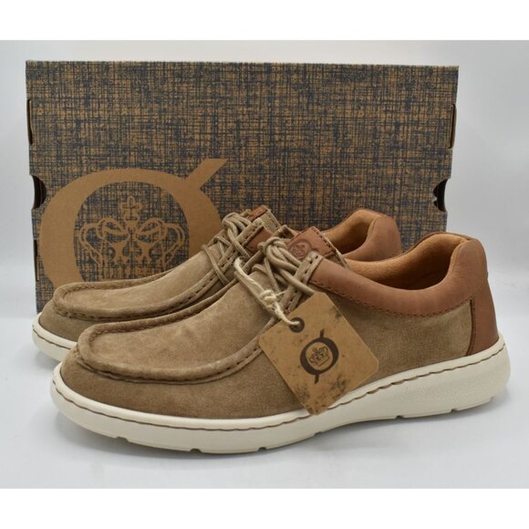 Born Mens Size 8.5 Maverick Taupe Brown Combo Leather Moc Toe Shoes - Picture 1 of 12